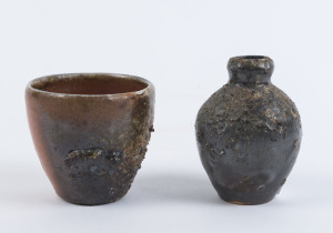 ROBERT BARRON (attributed) studio pottery vase and beaker, 9cm and 7cm high