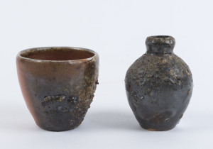 ROBERT BARRON (attributed) studio pottery vase and beaker, ​9cm and 7cm high