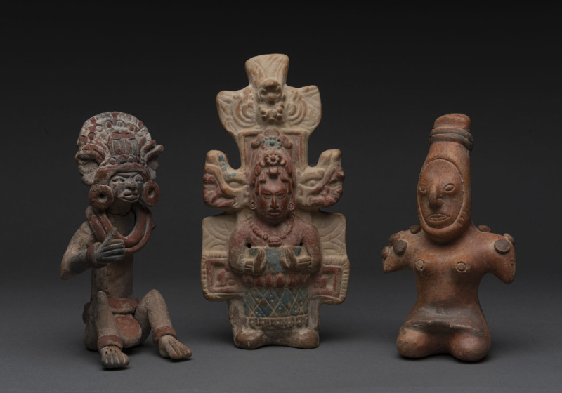 Three Central American pottery figures, the largest 21cm high
