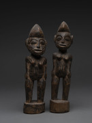 Two female standing figures, carved and patinated wood, Senufo tribe, Ivory Coast, ​24cm high