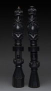 Two oracle figures (male and female), carved and patinated wood, Mendi tribe, Sierra Leone, 55cm and 56cm high