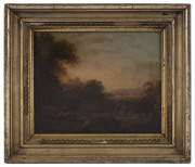 ENGLISH SCHOOL (Conversation at sunset), oil on board, circa 1820s, 23 x 28cm. - 2