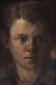 Artist Unknown, (Portrait of a young man), oil on canvas on board, signed (indistinctly) lower right,