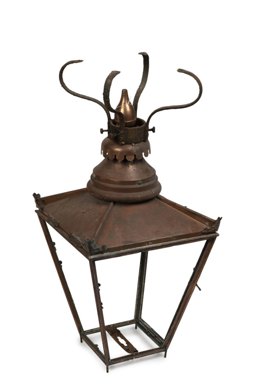 An antique copper streetlamp, 19th century, ​90cm high
