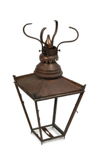 An antique copper streetlamp, 19th century, 90cm high