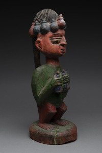 Eshu statue, carved wood with polychrome finish, Yoruba tribe, Nigeria, 43cm high