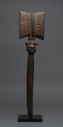 Shango staff, carved wood, Yoruba tribe, Nigeria, later wood stand, ​53cm high