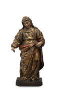 The Virgin Mary statue, carved wood and polychrome finish with gilded highlights, Flemish, 18th/19th century, ​47cm high