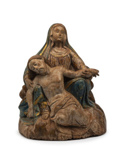 A Pieta, carved wood with remains of polychrome finish, 18th/19th century,46cm high