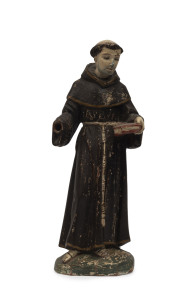 An Italian statue of a friar, carved wood with polychrome finish, 18th/19th century, 23cm high