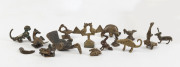 Fifteen assorted animal figure gold weights, cast bronze, Ashanti tribe, Ghana, the largest 7cm long