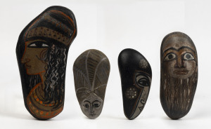 Joseph GREENBERG (1923 - 2007), group of four painted rocks, the largest 22cm high