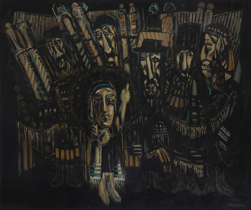 Joseph GREENBERG (1923 - 2007) A Barmitzvah, oil on canvas, ​signed lower right, 152 x 183cm.