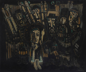 Joseph GREENBERG (1923 - 2007) A Barmitzvah, oil on canvas, signed lower right, 152 x 183cm.