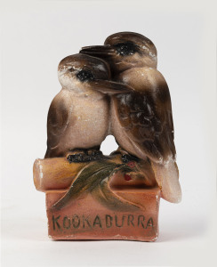 "KOOKABURRA" statue, painted chalk ware, early 20th century, 26cm high