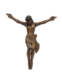 Corpus Christi statue, carved wood with polychrome finish, Spanish, 18th/19th century, 47cm high, 43cm wide