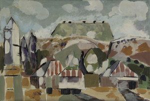 Joseph GREENBERG (1923 - 2007) Springsure, Central Highlands, Queensland, acrylic on art board, 32 x 45cm.