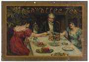 TEA ADVERTISING: "Mazawattee Teas - The Pleasures of the tea-table" tin-plate lithographic point-of-sale advertisement, overall 28.5 x 40.5cm.