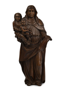 A religious statue, carved wood, 18th/19th century, later base, 68cm high