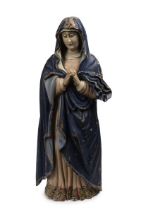 Virgin Mary statue, carved wood with polychrome finish, 19th century, 114cm high