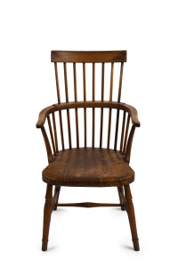 An antique English comb back Windsor chair, elm and turned beech, early to mid 19th century, ​94cm high, 51cm across the arms