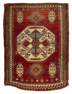 Kazak rug, hand-woven wool, 19th/20th century, 224 x 174cm