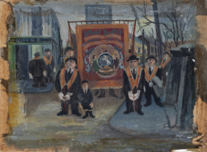 Joseph GREENBERG (1923 - 2007) Loyal Orange Association March, acrylic on card, signed & dated 1958 at lower right, 35 x 48cm. (approx.)