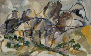 Joseph GREENBERG (1923 - 2007) Springsure, Queensland, 1978, acrylic on card, signed and dated lower right, 44 x 70cm.