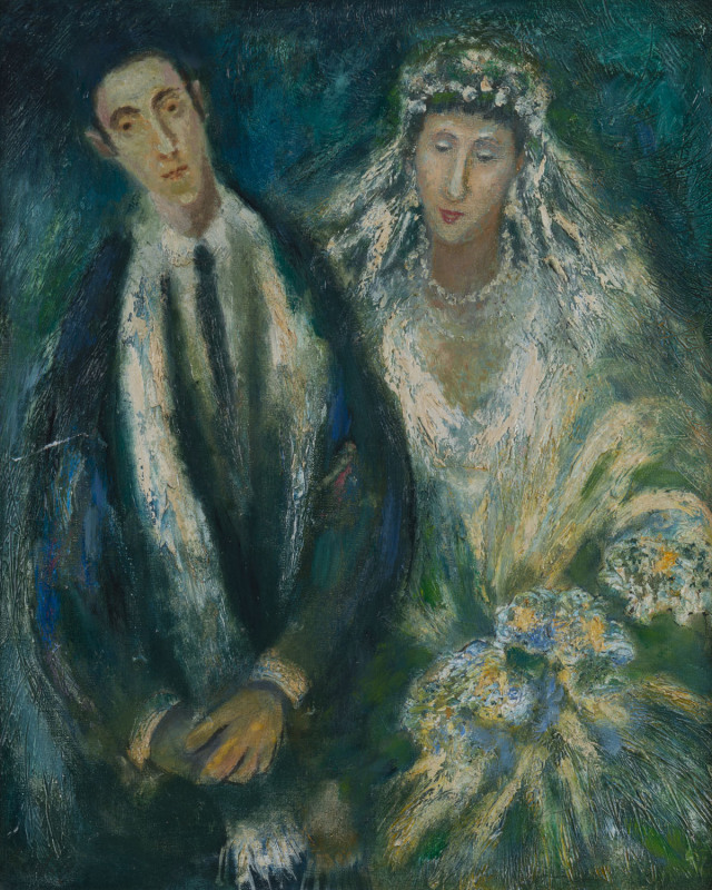 Joseph GREENBERG (1923 - 2007) The Jewish bride and groom, oil on canvas, 61 x 51cm.