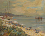 Joseph GREENBERG (1923 - 2007) The Alma Doepel run aground at Safety Beach, oil on canvas, signed lower right, 76 x 91cm.