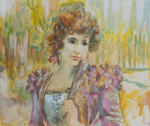 Joseph GREENBERG (1923 - 2007) Nellie Melba as Rosina in The Barber of Seville, watercolour on artists board, 36.5 x 44cm.