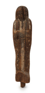 A mummy tomb statue shabti, carved wood with polychrome finish, 2nd century A.D. 38cm high