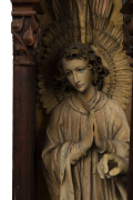 A stunning Flemish Gothic revival alter piece adorned with angels, carved oak with polychrome finish, 19th century, ​167cm high, 99cm wide, 22cm deep - 3