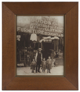 Two framed photographs of the Greenberg family business in Melbourne over two generations, 64 x 54cm overall