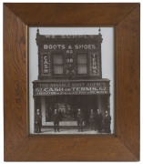 Two framed photographs of the Greenberg family business in Melbourne over two generations, ​64 x 54cm overall - 2