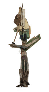 Joseph GREENBERG (1923 - 2007), seaside swashbuckling figure, driftwood and found objects, 216cm high