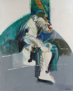 Joseph GREENBERG (1923 - 2007), The Batsman, acrylic on canvas, signed lower left, 158 x 122cm.