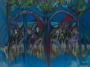 Joseph GREENBERG (1923 - 2007), The Mangrove Gothic North Queensland, acrylic on board, signed lower left, 138 x 184cm.