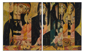 Joseph GREENBERG (1923 - 2007), Mary and Jesus, diptych, acrylic on canvas, signed lower left, 151 x 123cm each