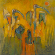 Joseph GREENBERG (1923 - 2007), Two birds, acrylic on canvas, signed lower right 123 x 122cm.