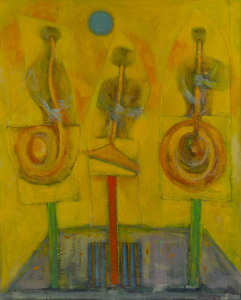 Joseph GREENBERG (1923 - 2007), The band in yellow, acrylic on canvas, signed lower right 127 x 102cm.