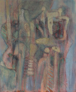 Joseph GREENBERG (1923 - 2007), untitled abstract figures, acrylic on canvas, 91 x 67cm.