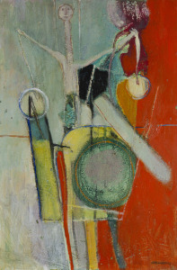 Joseph GREENBERG (1923 - 2007), untitled, abstract figure, acrylic on canvas, 91 x 61cm.