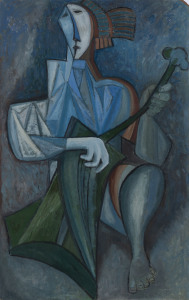 Joseph GREENBERG (1923 - 2007), Balalaika player, acrylic on board, 120 x 67cm