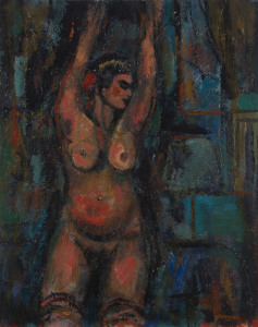 Joseph GREENBERG (1923 - 2007), female nude, acrylic on board, signed lower right, 77 x 61cm