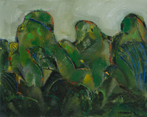 Joseph GREENBERG (1923 - 2007), green hills landscape, acrylic on canvas board, signed lower right, 60 x 91cm