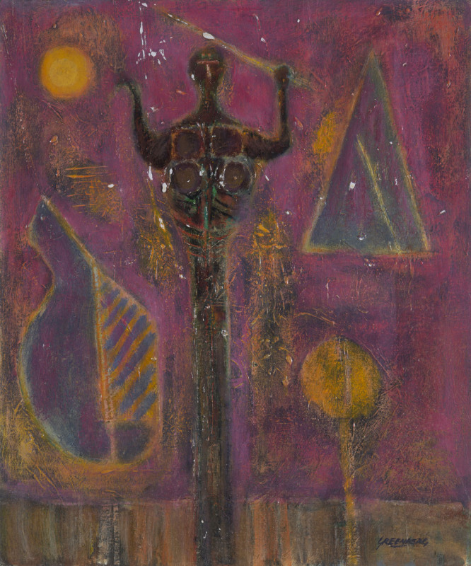 Joseph GREENBERG (1923 - 2007), standing figure, acrylic on canvas board, ​signed lower right, 74 x 61cm