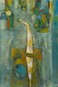 Joseph GREENBERG (1923 - 2007), abstract still life, acrylic on board, 92 x 61cm