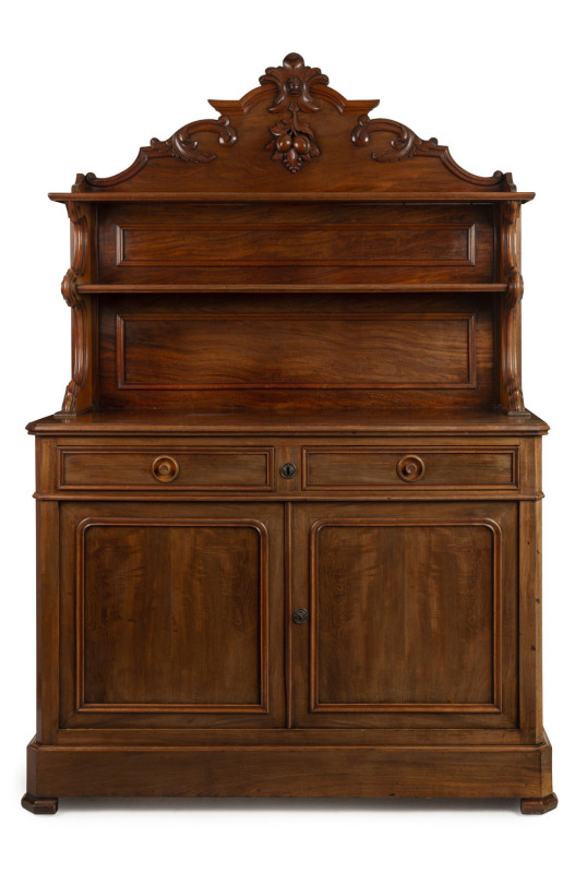 An antique English mahogany chiffonier, circa 1865, ​190cm high, 126cm wide, 46cm deep