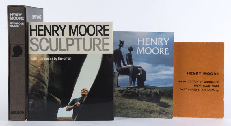 HENRY MOORE: Whitechapel Art Gallery Nov.-Dec.1960 exhibition catalogue; "Henry Moore. Photographed and edited by John Hedgecoe. Words by Henry Moore. [London: Thomas Nelson, 1968] in original slipcase; "Henry Moore sculpture" with comments by the artist,